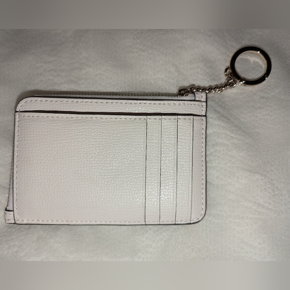 Kate Spade Darcy Rhinestone Card Holder Leather L-Zip Key Chain Cream EUC - Picture 2 of 3